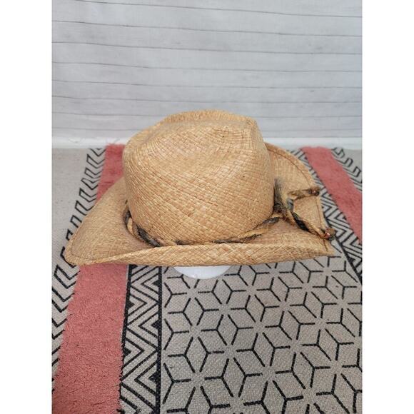 SHADY BRADY BUFFALO NICKEL & HORSE HAIR BRAID STRAW COWBOY HAT, SZ LARGE - Picture 4 of 13